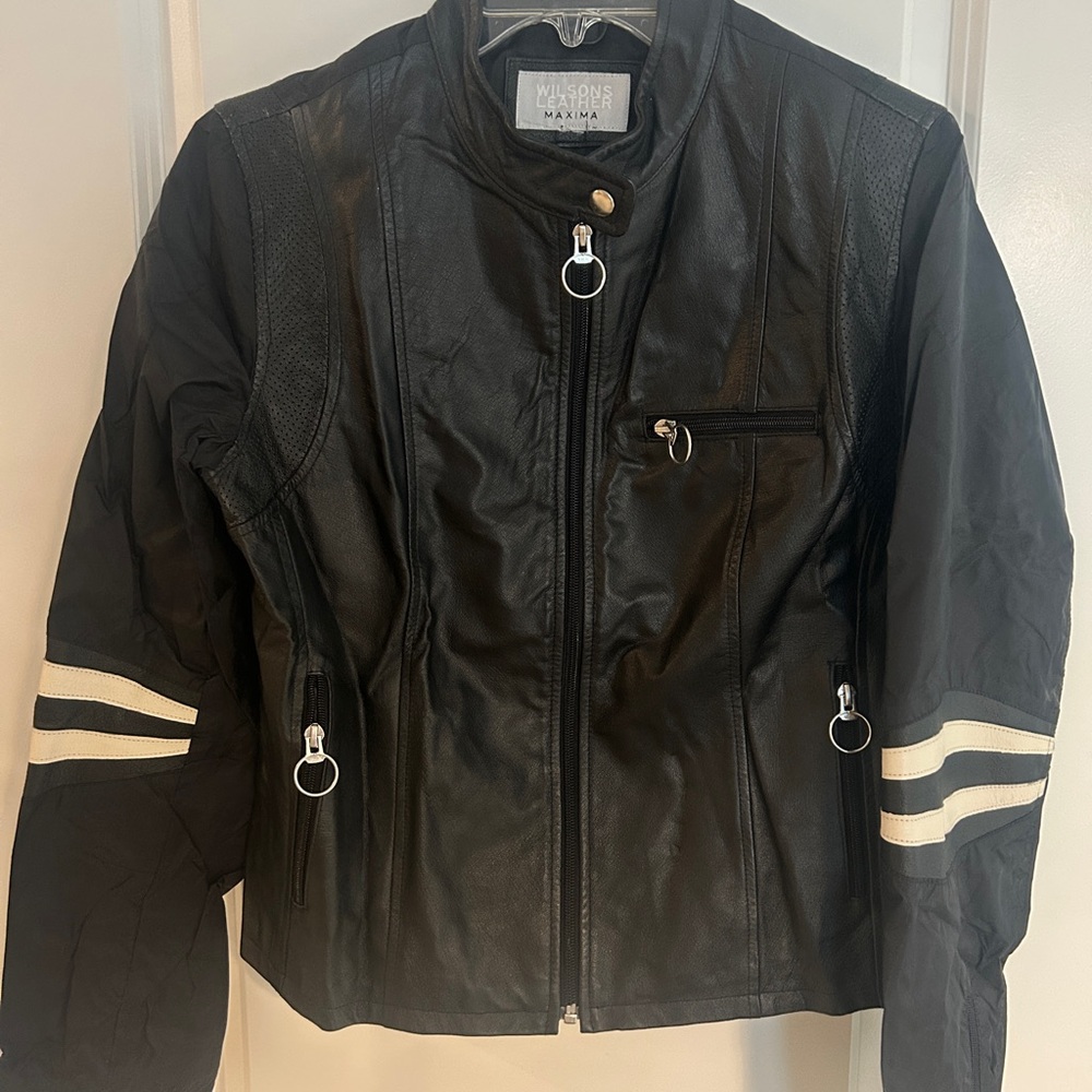 Wilsons Leather Black Jacket with White Accents